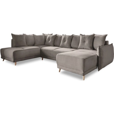 Miuform Светлокафяв ъглов диван от велур (ляв ъгъл/U-образна форма) Lazy Lukka - Miuform (1833ON05)