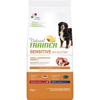 Natural Trainer Natural Sensitive 12 кг суха храна за кучета Natural Trainer Sensitive No Gluten Adult Med/Max Duck