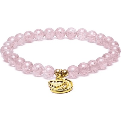 Milujeme Kameny Křemen jahodový s přívěskem měsíce náramek kulička NCPM10