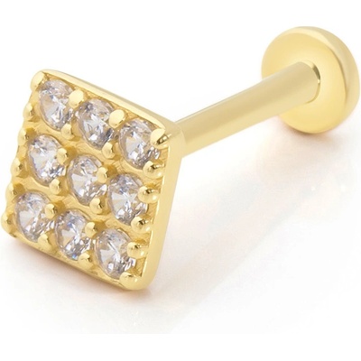 Lillian Vassago Zlatý piercing labreta čtverec zdobený zirkony LLV92-GPI094LB