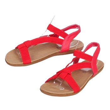 Червени дамски сандали с ниска подметка