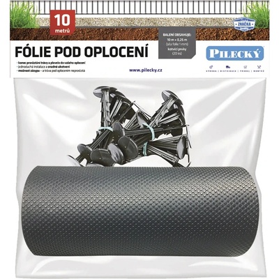 Set fólie pod plot PILECKÝ 25 cm x 10 m čierna + kotviace klince 20 ks