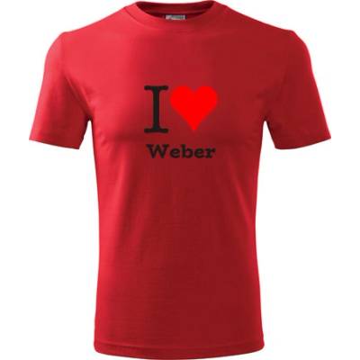 Tričko I love Weber dárek pro hudebníka červené