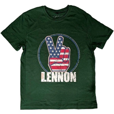John Lennon Peace Fingers US Flag Green L Риза (JLTS04MGR03)