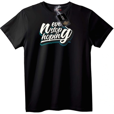 NOONEBRAND Тениска Никога не Спирай да Се Надяваш - S, Black