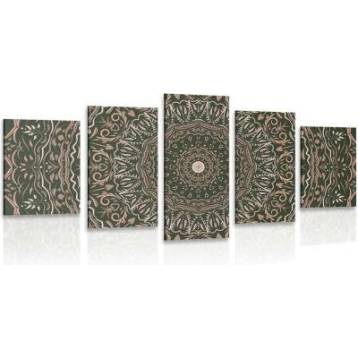 5-dílný obraz Mandala ve vintage stylu - 100x50