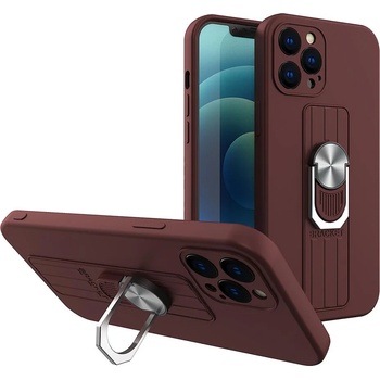 HQWear Силиконов кейс с пръстен HQWear за Apple iPhone 12 Pro, Кафяв (KXG0021351)