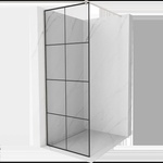 Mexen Kioto душ-стена Walk-in 80 x 200 см, черна решетка 8 мм, четкан никел - 800-080-101-97-77 (800-080-101-97-77)