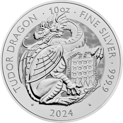 The Royal Tudor Beasts Strieborná minca The Tudor Dragon 2024 10 oz