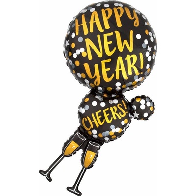 Amscan Fóliový balón supershape Poháre s bublinkami New Year 40x91cm