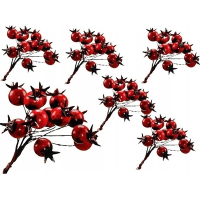 Othmar Decorations Šípová ruža ČERVENÁ 6 vetvičiek umelé ovocie