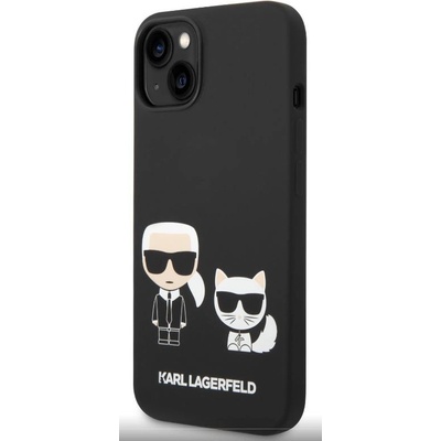 Pouzdro Karl Lagerfeld and Choupette Liquid Silicone iPhone 14 Plus černé