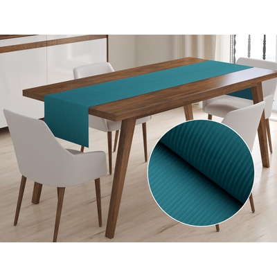 Biante Damaškový behúň Atlas Grádl DM-014 Sýto petrolejový - tenké pásiky 3 mm 35x140 cm