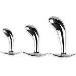 SuperLove Jewel Curved Anal Plug Set Silver-Clear Gem