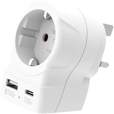 SKROSS универсален адаптер Europe to UK + 1 x USB A/C порт, 20W 1500283E (1500283E)