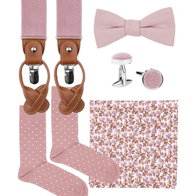 Bubibubi sada Blush Pink s motýlkem a kšandami růžová