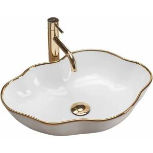 Rea Мивка за плот Rea Pearl Gold Edge бяла/златна 51.5 см (5902557356867)