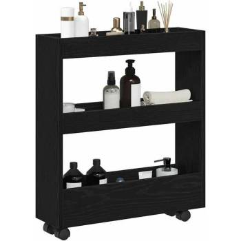 Servírovací stolek kolečka dřevo černá NoBi OSLO