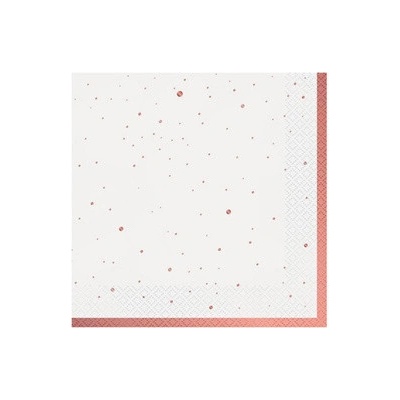 Godan papírové ubrousky bílé s tečkami rosegold 20ks 33x33cm