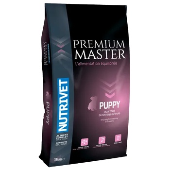 Nutrivet Premium Master PUPPY - храна за подрастващи кученца малки породи до 6 месеца, средни породи до 4 месеца, големи породи до 3 месеца, Франция - 15 кг