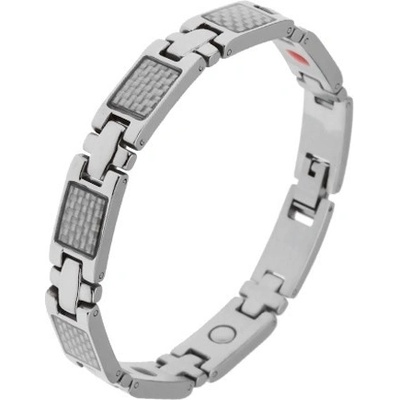 Šperky eshop z chirurgické oceli lesklé články stříbrné barvy pletený vzor magnety S08.01