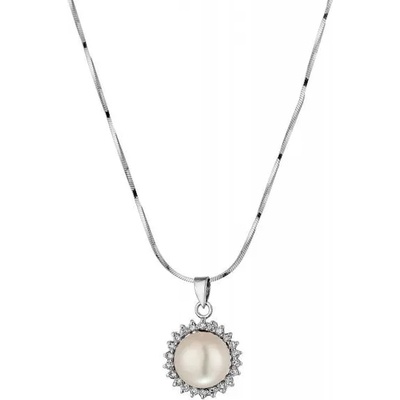 Swan Сребърно колие със сладководна бяла перла и цирконий SP0307W Swan