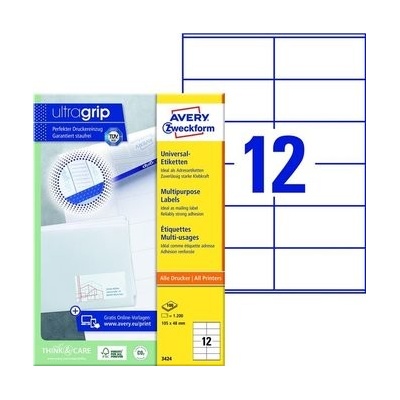 AVERY Zweckform univerzálne etikety, 105 x 48 mm - biele