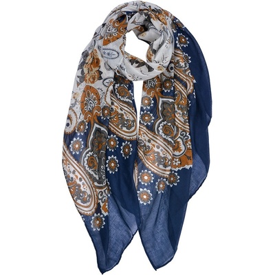tmavě modrý dámský šátek se vzorováním – Zbozi.Blesk.cz