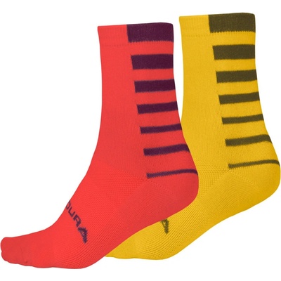 Endura ponožky Coolmax Stripe 2-balení Pomegranate