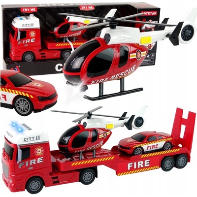 Lean Toys Hasičská souprava Truck Helicopter Sound Lights