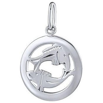 SILVEGO Strieborný prívesok znamenie zverokruhu Ryby okrúhly B10283S03
