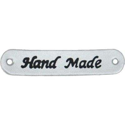 Pro Háčkování Hand Made, oválná koženková cedulka stříbrná 10x48 mm
