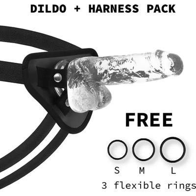 Xray Harness + Clear Cock With Balls 18.5cm X 3.8cm
