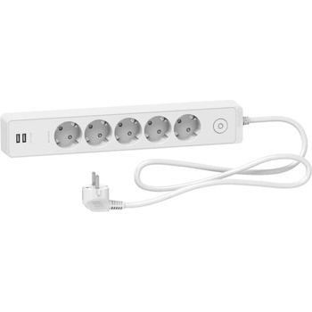 Schneider Electric 5 Plug + 2 USB 1,5 m Switch (ST945U1W)