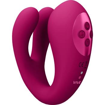 VIVE Yoko Triple Action Vibrator Dual Prongs with Clitoral Pulse Wave Pink