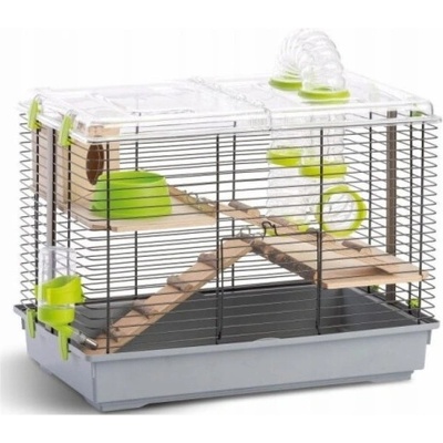 Panama Pet Panamská klec pro hlodavce PINO NATURA s dřevěnými prvky šedá 45 x 27 x 34 cm