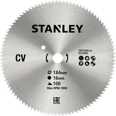 Stanley 10205 Pilový kotouč pro příčné řezy 184 x 16 mm, 100 zubů