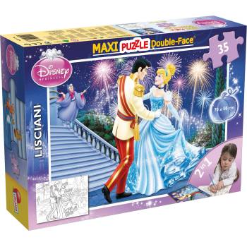 Lisciani Двулицев пъзел Lisciani за оцветяване от 35 части - Пепеляшка (46546)