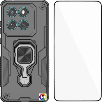 Motorola Edge 60 5G / 60 Fusion 5G Удароустойчив WANLONFENG PC TPU Back Cover/ Ring Holder with Tempered Glass Калъф и Протектор