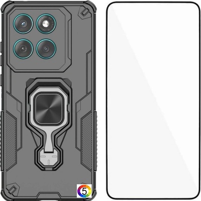 Motorola Edge 60 5G / 60 Fusion 5G Удароустойчив WANLONFENG PC TPU Back Cover/ Ring Holder with Tempered Glass Калъф и Протектор