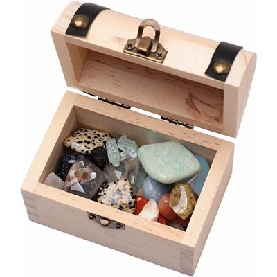 Nefertitis Dřevěná truhlička s mixem kamenů - 6 x 9 cm