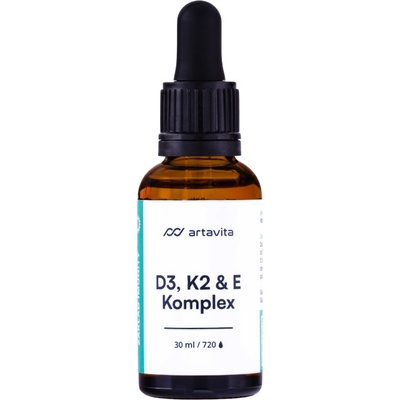 Artavita prémiový D3, K2 & E vitamín komplex, 180 dávek