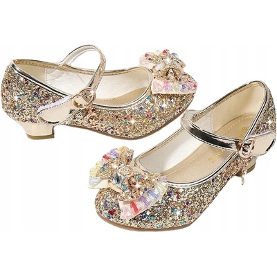 Sandále trblietavé baleríny pre dievčatko zlaté