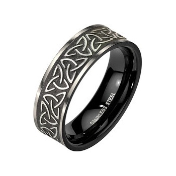 Šperky4U Pánský ocelový prsten TRIQUETRA OPR1911