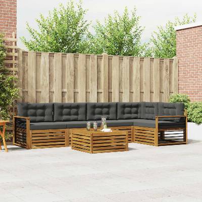 vidaXL Комплект дивани за открито 6 pcs Натурален и Антрацит (3373512)