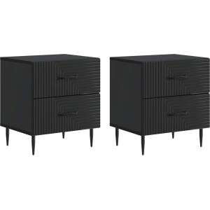 vidaXL Нощен шкаф 2 бр. Черно 43 x 34, 5 x 47, 5 см Инженерна дървесина (894758)