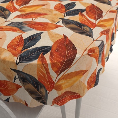Biante oválny obrus Elen PM-131 Veľké jesenné listy na režnom 140x220 cm