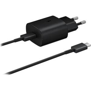 Samsung Зарядно 220V Samsung Quickcharge 25W USB -C с кабел Type C Travel Charger - Черно, EP-TA800XBE (8801643979393)