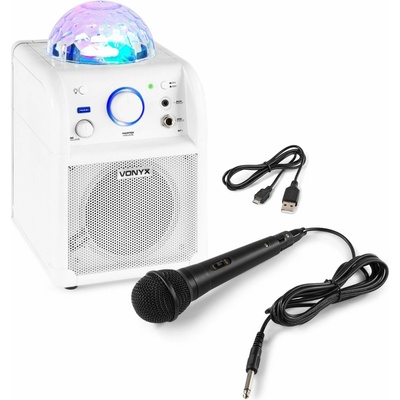 Vonyx SBS50W Karaoke set s BT a LED mikrofónom v bielej farbe