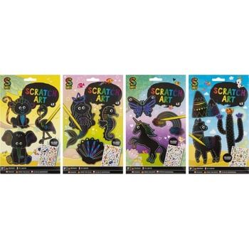 Škrabacie obrázky so samolepkami 4ks